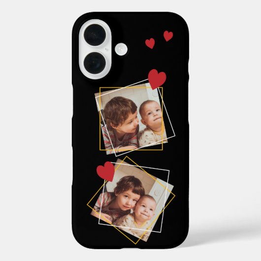 モダンなフォトコラージュ 赤いハートと四角形 Case-Mate iPhoneケース (裏面)