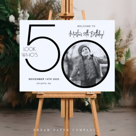 モダンなフォト50歳の誕生日ウェルカムサイン ポスター