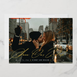 モダンなフォト ウェディング Save the Date 箔招待状