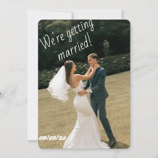 モダンなフォト 結婚します ウェディング 招待状 (正面)