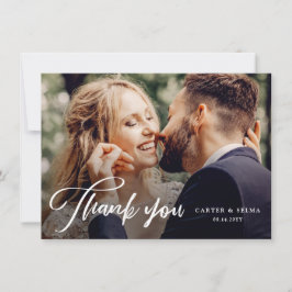 モダンなフォントのシンプルな結婚式フォトウェディング サンキューカード