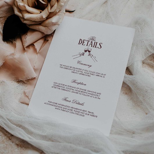 モダンなフォーマルなバーガンディの結婚式の詳細 エンクロージャーカード