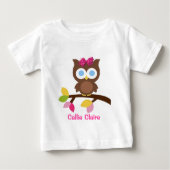 モダンなフクロウのデザインの誕生日のパーティの招待状の好意 ベビーTシャツ (正面)