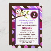 モダンなフクロウの誕生日の招待 招待状 (正面/裏面)