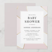 モダンなフラッシュとゴールドの幾何学的なベビーシャワーのお知らせ 招待状 (正面/裏面)