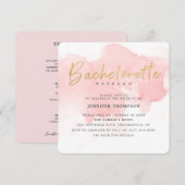 モダンなフラッシュゴールドのハッチェロレッテウィークエンド 招待状 (正面/裏面)