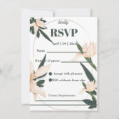 モダンなフラッシュピンクの花柄 サークル RSVP カード (正面)