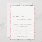 モダンなフラッシュペイズリーティポグラフィーブライダルシャワー サンキューカード (正面)