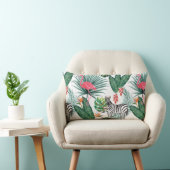 モダンなフラミンゴのシマウマの熱帯葉の水彩画 ランバークッション (椅子)