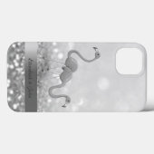 モダンなフラミンゴ シルバーグリッターのボケ Case-Mate iPhoneケース (裏面 (横))