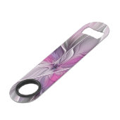 モダンなフラワーフラクタル抽象芸術 ピンク グレー スピード栓抜き (正面アングル)