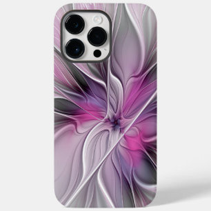 モダンなフラワーフラクタル抽象芸術 ピンク グレー Case-Mate iPhone 14 PRO MAXケース