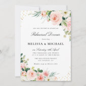 モダンなフラワーブラッシュのリハーサルディナー招待状 招待状 (正面)