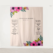 モダンなフラワーブーケのウェディングブースの背景 タペストリー (正面)