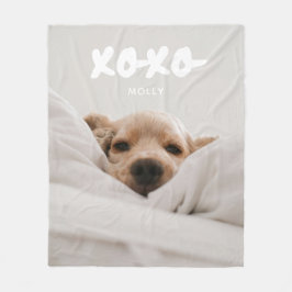 モダンなフルフォトペットの名前 XOXO フリースブランケット