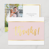 モダンなブッシュピンクゴールドの写真 ウェディング サンクス サンキューカード (正面/裏面)