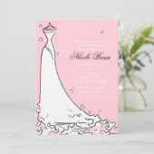 モダンなブライズシャワーのピンクとブラックの chic 招待状 (スタンド正面)