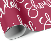 モダンなブライダルシャワーのバーガンディの原稿の書道 ラッピングペーパー (ロールコーナー)