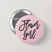 モダンなブライダルパーティのフラワー・ガール 缶バッジ (正面&裏面)