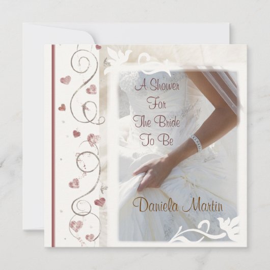 モダンなブライダル/招待状ウェディングシャワーの 招待状 (正面)