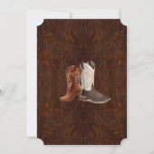 モダンなブラウンのレザーカウボーイブーツカントリーウェディング 招待状 (裏面)