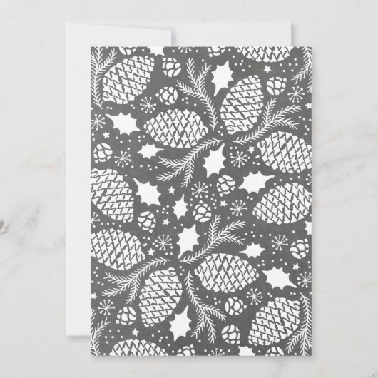 モダンなブラシの原稿のクリスマスの休日のパーティ 招待状 (裏面)