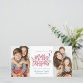 モダンなブラシの原稿のクリスマスの休日の2写真 シーズンカード (スタンド正面)