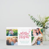 モダンなブラシの原稿のクリスマスの休日の4写真 シーズンカード (スタンド正面)