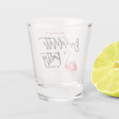 モダンなブラシの原稿のフラミンゴのバチェロレッテ ショットグラス (裏面)