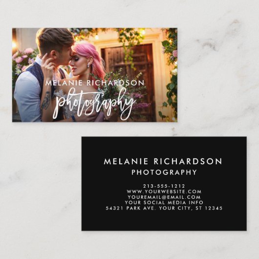 モダンなブラシの原稿の写真撮影の写真 名刺 (正面/裏面)