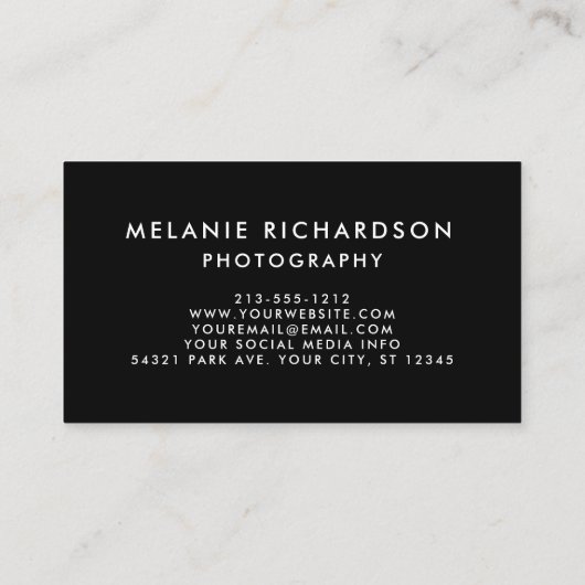 モダンなブラシの原稿の写真撮影の写真 名刺 (裏面)