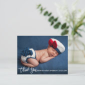 モダンなブラシの原稿の新生児はW感謝していしています 案内ポストカード (スタンド正面)