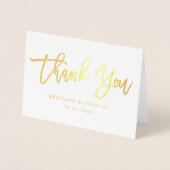 モダンなブラシの原稿は結婚式の写真の金ゴールド感謝していしています 箔カード (正面)