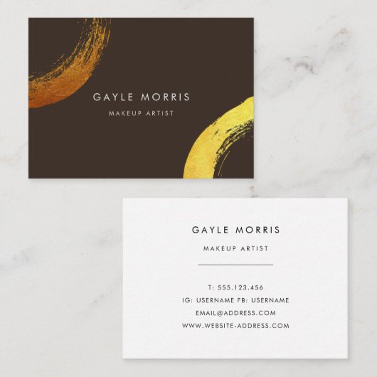 モダンなブラシストロークフェイクな金の指輪の名刺 名刺 (正面/裏面)