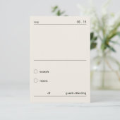 モダンなブラックとアイボリーの結婚式RSVPカード 出欠カード (スタンド正面)