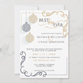 モダンなブラックとゴールドのミニマルホリデーバブルス 招待状 (正面)