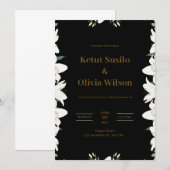 モダンなブラックとゴールドの結婚式招待状 招待状 (正面/裏面)