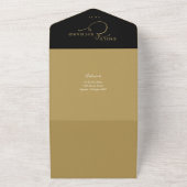 モダンなブラックとゴールドの結婚式 オールインワン招待状 (外側)