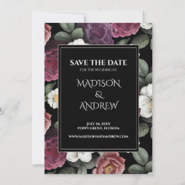 モダンなブラックとバーガンディの芍薬 Save the Date