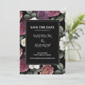モダンなブラックとバーガンディの芍薬 Save the Date (スタンド正面)