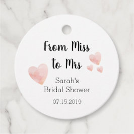 モダンなブラックとホワイトのウェディングシャワーお礼 フェイバータグ