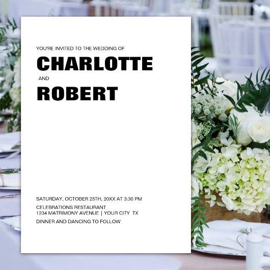 モダンなブラックとホワイトのウェディング 招待状