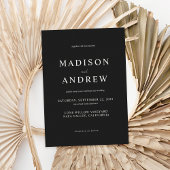 モダンなブラックとホワイトのエレガントなウェディング 招待状