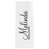 モダンなブラックとホワイトのオリジナル花嫁の友人 ワインギフトバッグ (正面)