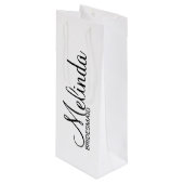 モダンなブラックとホワイトのオリジナル花嫁の友人 ワインギフトバッグ (正面アングル)