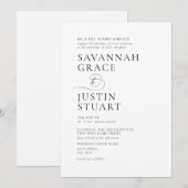 モダンなブラックとホワイトのフォーマルウェディング 招待状 (正面/裏面)