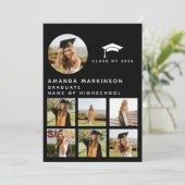 モダンなブラックとホワイトのプロフィール 卒業パーティー 招待状 (スタンド正面)