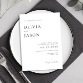 モダンなブラックとホワイトのミニマルウェディング 招待状