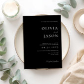 モダンなブラックとホワイトのミニマルウェディング 招待状