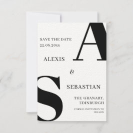 モダンなブラックとホワイトのモノクローム Save The Date セーブザデート